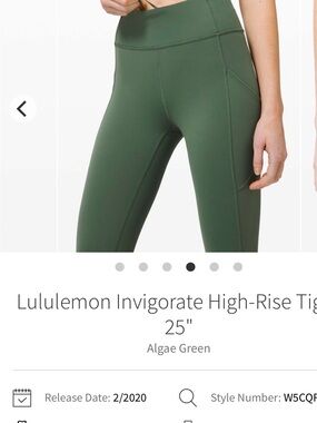 lululemon athletica Invigorate High-Rise Tight 25" - Algae Green size 6